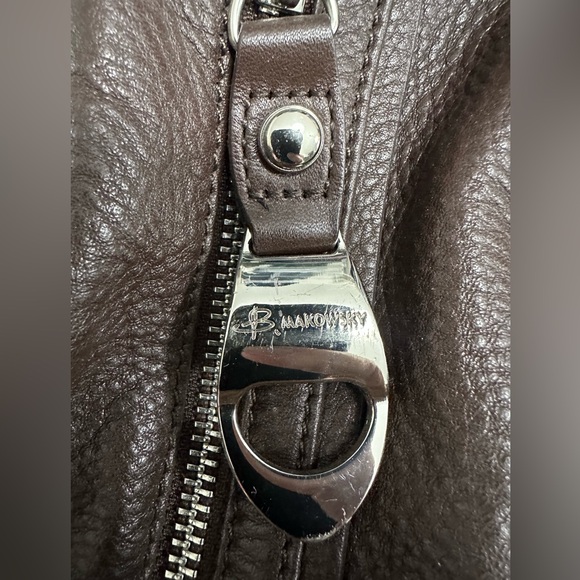 Women’s genuine leather, B MAKOWSKY Brown bag with silver embellishments - Picture 2 of 12